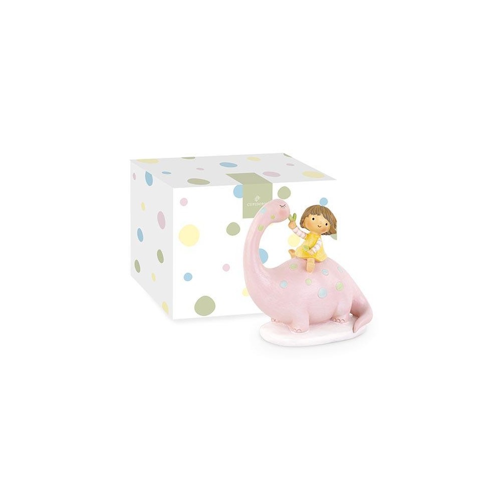 DINOSAURO ROSA CON BAMBINA 13XH13.5 CON SCATOLA